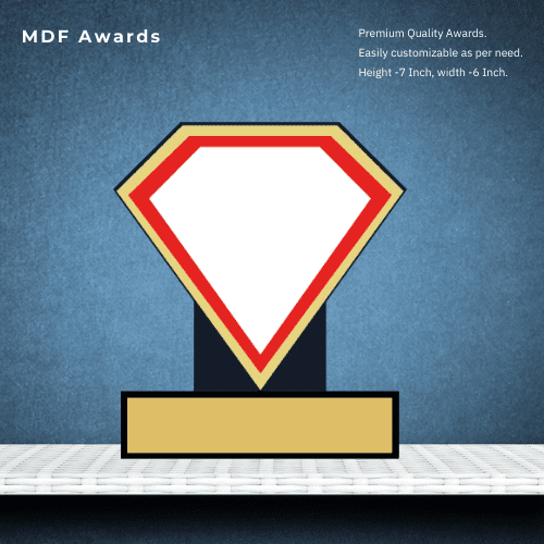 MDF Award- Diamond Shape Crystal Award 6 Inch