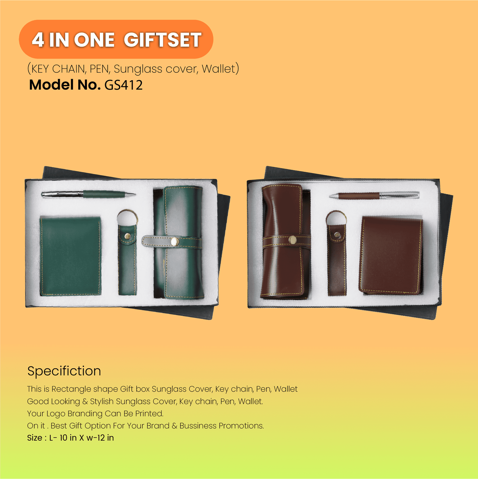 4 In One Gift Set Pen, Keychain, Wallet & Sunglass Cover