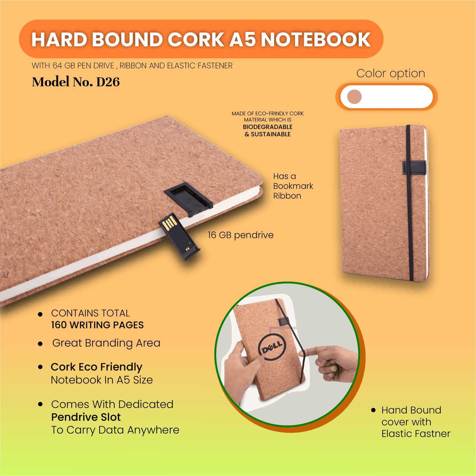 Hard Bound Cork A5 Notebook