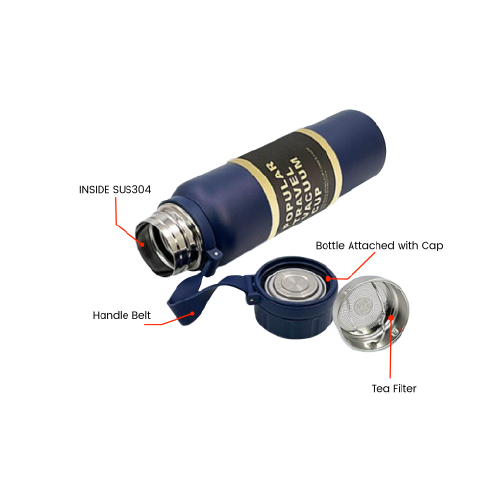 Stainless Steel Vacuum Flask With Attached Cap - Image 2