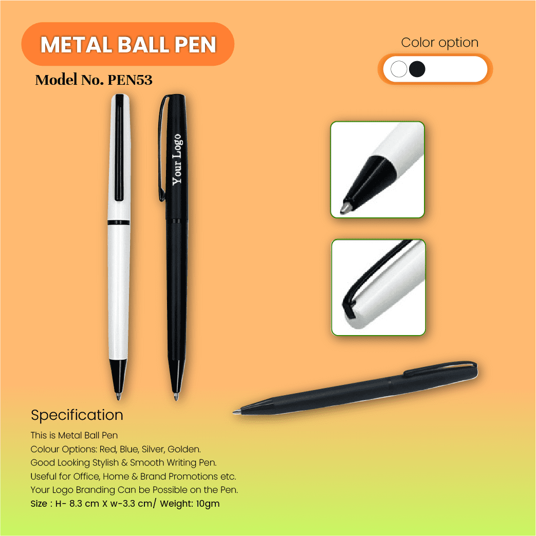 White Lacquer Ballpoint Pen with black trim in gift box